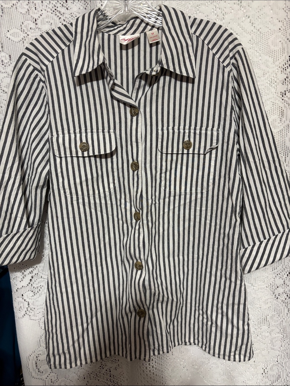 Chic Black & White Striped Button-Down Shirt